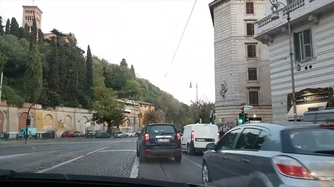 Hyperlapse of Traffic Scene Central Rome Italy Stock Footage 82901589