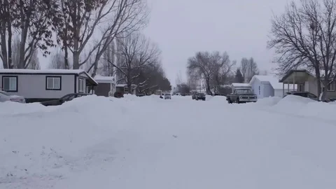 Hyperlapse at a Trailer Park in Winter Stock Footage 71656986
