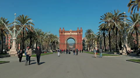 Hyperlapse - Triumphal Arch in Barcelona Stock Footage 48307785