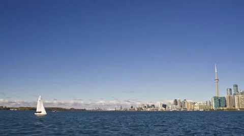 Hyperlapse Tronto islands ferry getting closer to shore Stock Footage 56164356