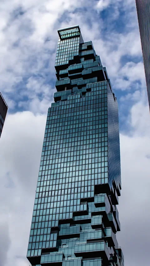 Hyperlapse Vertical Video of MahaNakhon Tower in Bangkok Thailand Stock Footage 341599611