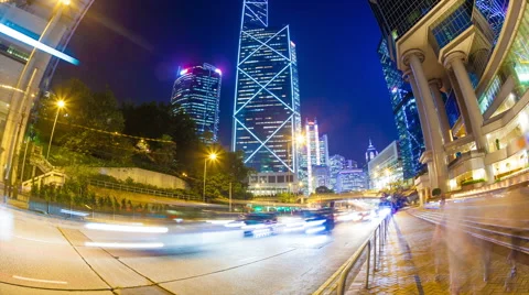 Hyperlapse video of a busy street in Hong Kong Stock Footage 41861237