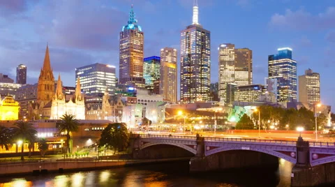 Hyperlapse video of downtown Melbourne, Australia Stock Footage 53376441