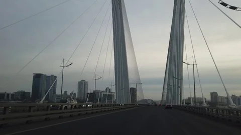 Hyperlapse video of driving on the Golden bridge in the evening. Stock Footage 122803933