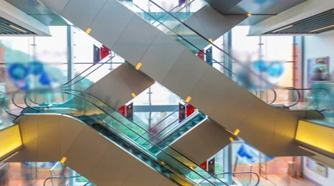 Hyperlapse video of escalator in a shopping mall Stock Footage 35526622