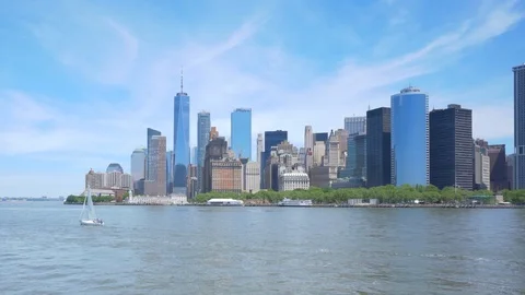 Hyperlapse video of Lower Manhattan skyline in daytime Stock Footage 93331439