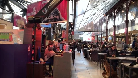 Hyperlapse video of Mercato Centrale, the Central Market, a huge food cou Stock-Footage 71375857