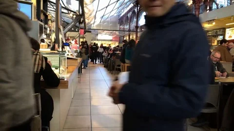 Hyperlapse video of Mercato Centrale, the Central Market, a huge food cou Stock Footage 71375858