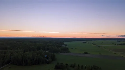 Hyperlapse video at midsummer sunset, Skinnarby, Finland Stock Footage 113521379