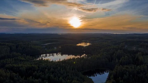 Hyperlapse video over the forest and lakes in North Karelia, Finland Stock Footage 113521317