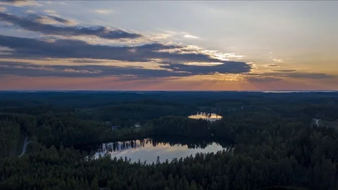 Hyperlapse video over the forest and lakes in North Karelia, Finland Stock Footage 113521344