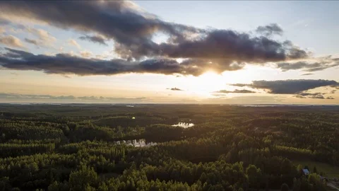 Hyperlapse video over the forest and lakes in North Karelia, Finland Stock Footage 113521588