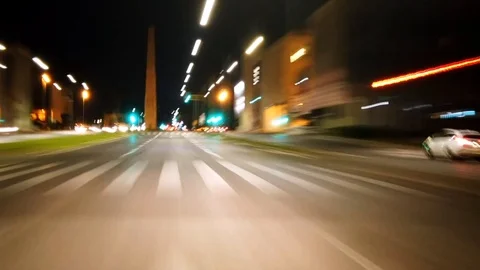 Hyperlapse video in Rome traffic at night Stock-Footage 125826830