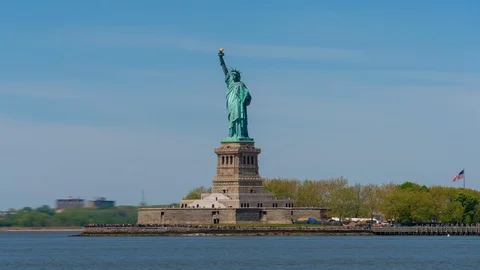 Hyperlapse video of Statue of Liberty in New York Stock Footage 92065310