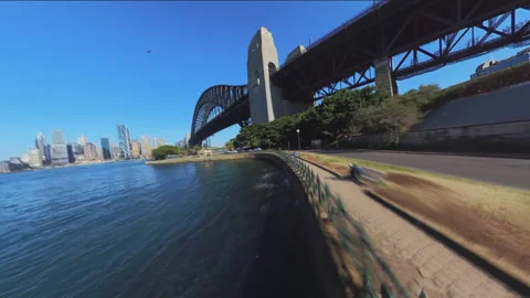 Hyperlapse video of Sydney Harbour Bridge and Luna Park Video stock 248428533