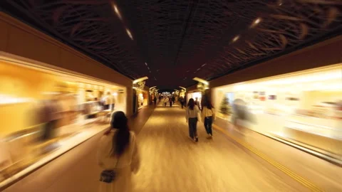 Hyperlapse video of Tenjin Underground Mall in Fukuoka Stock Footage 261963327