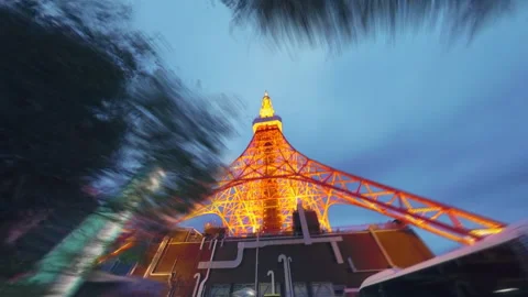 Hyperlapse video of Tokyo Tower at night Stock Footage 257059566