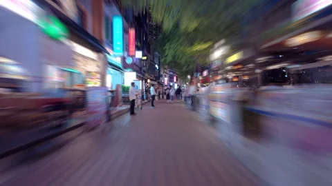Hyperlapse video of walking along Boat Quay in Singapore at night Stock Footage 277477055