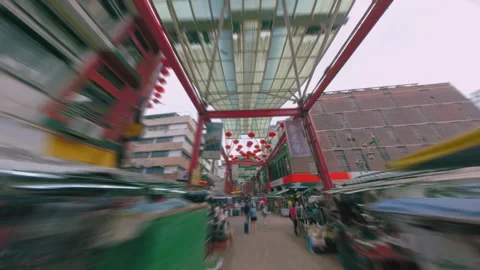 Hyperlapse video of walking along Chinatown in Kuala Lumpur Stock Footage 284930630