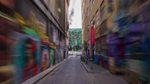Hyperlapse video of walking along the Hosier Lane in Melbourne, Australia Vidéo 165014684
