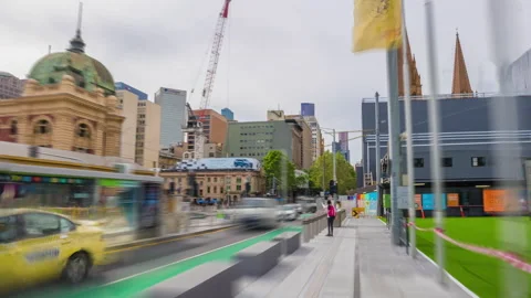 Hyperlapse video of walking along in Melbourne CBD, Australia Stock Footage 165251637