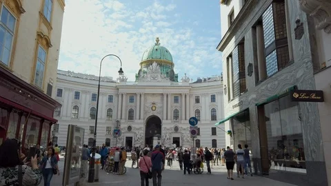 Hyperlapse of Vienna Shopping Street Towards The Hofburg Stock Footage