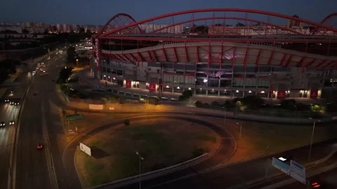 Hyperlapse view of Benfica Lisbon soccer stadium called Estadio da Luz Stock Footage 315876996