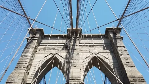 Hyperlapse View From Brooklyn Bridge while people walking 스톡 동영상 126178528