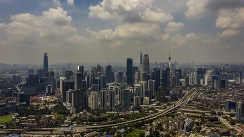 Hyperlapse  view of buildings and landmarks center Kuala Lumpur city, Malaysia. Stock Footage 126386499