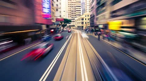 Hyperlapse view of Bus travel through hong kong Stock Footage 22158699