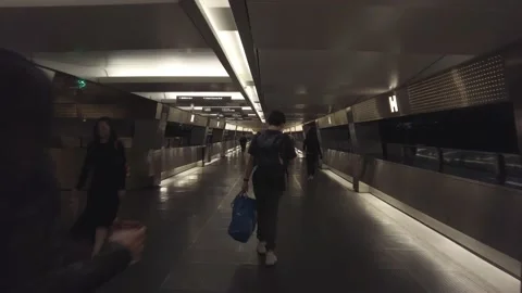 Hyperlapse view of Busy crowd on footbridge Stock Footage 150286946