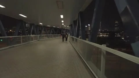 Hyperlapse view of Busy crowd on footbridge Stock Footage 150286963