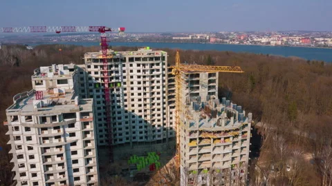 Hyperlapse view of construction of a multi-storey building Stock Footage 304080677
