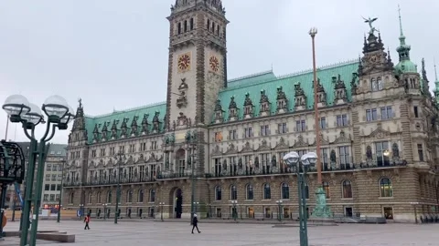 Hyperlapse with a view of Hamburg City Hall Stock Footage 188158483