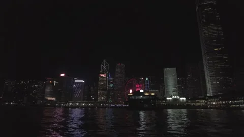 Hyperlapse View of Hong Kong skyline at night from star ferry Stock Footage 150286962
