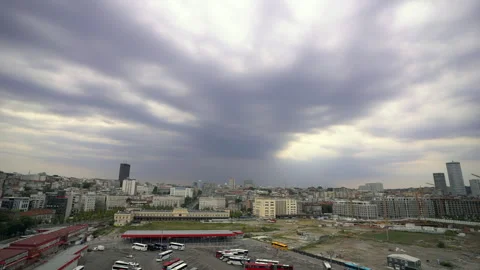 Hyperlapse view industrial and financial district of Belgrade City, skyscrapers Stock Footage 252372299