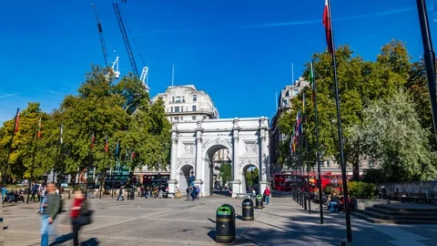 Hyperlapse view of Marble Arch in central London (timelapse) Video stock 95909411
