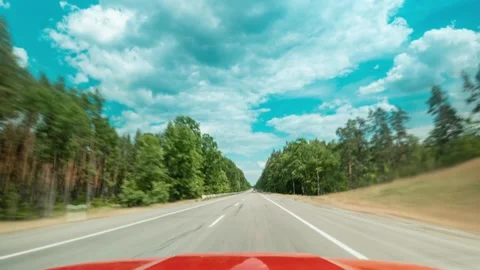 Hyperlapse view from a moving car on an intercity road, POV. Stock Footage 243608350