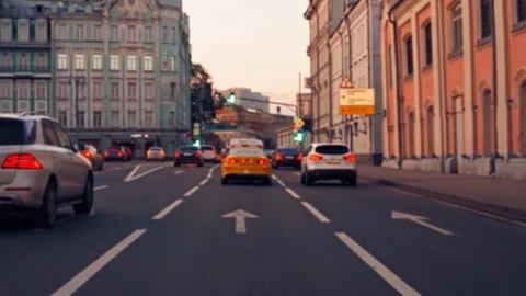 Hyperlapse view from the moving car. POV. Moscow. Day time. Amazing architecture Stock Footage