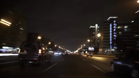 Hyperlapse view from the moving car. POV. Moscow. Day to night. Ideal for Stock Footage 149429379