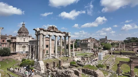 Hyperlapse view over the ancient Roman Forum in Rome Italy Stock Footage 336799122
