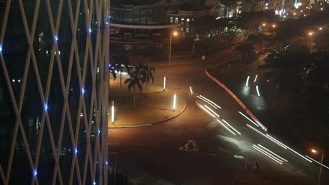 Hyperlapse view of traffic on the highway in the night Stock Footage 261249370