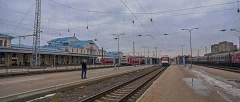 Hyperlapse Vilnius Train station Video stock 99697041