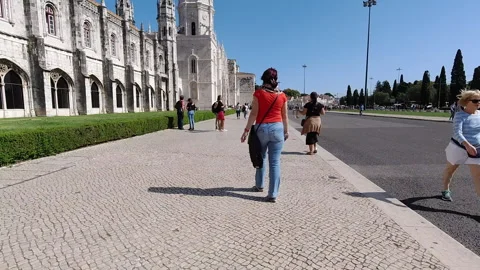 Hyperlapse Walk Near Jeronimos Monastery Lisbon Video stock 308934665