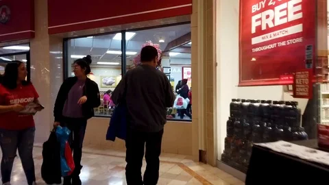 Hyperlapse walk through a mall on Black Friday Stock Footage 120586452