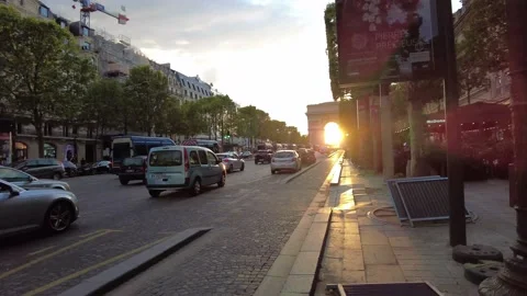 Hyperlapse walking on Champs Elysees in Paris Stock Footage 159092752