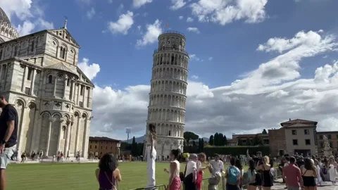 Hyperlapse walking towards the leaning tower of Pisa Stock Footage 217073823