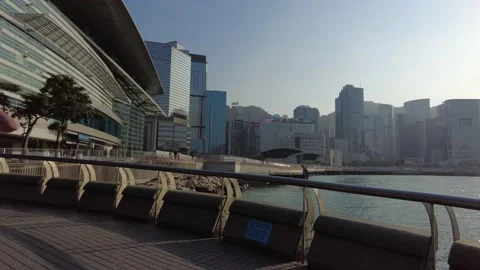 Hyperlapse of Wan Chai to Tamar park Central view at sunny day Video stock 142335865