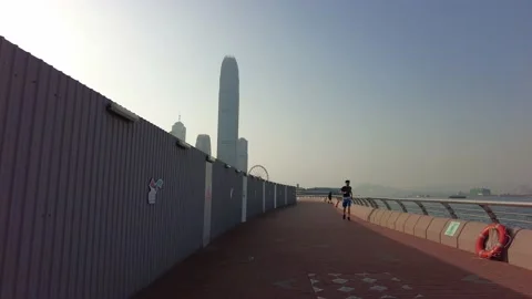 Hyperlapse of Wan Chai to Tamar park Central view at sunny day Stock Footage 142335872