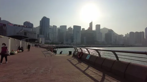 Hyperlapse of Wan Chai to Tamar park Central view at sunny day Video stock 142335878